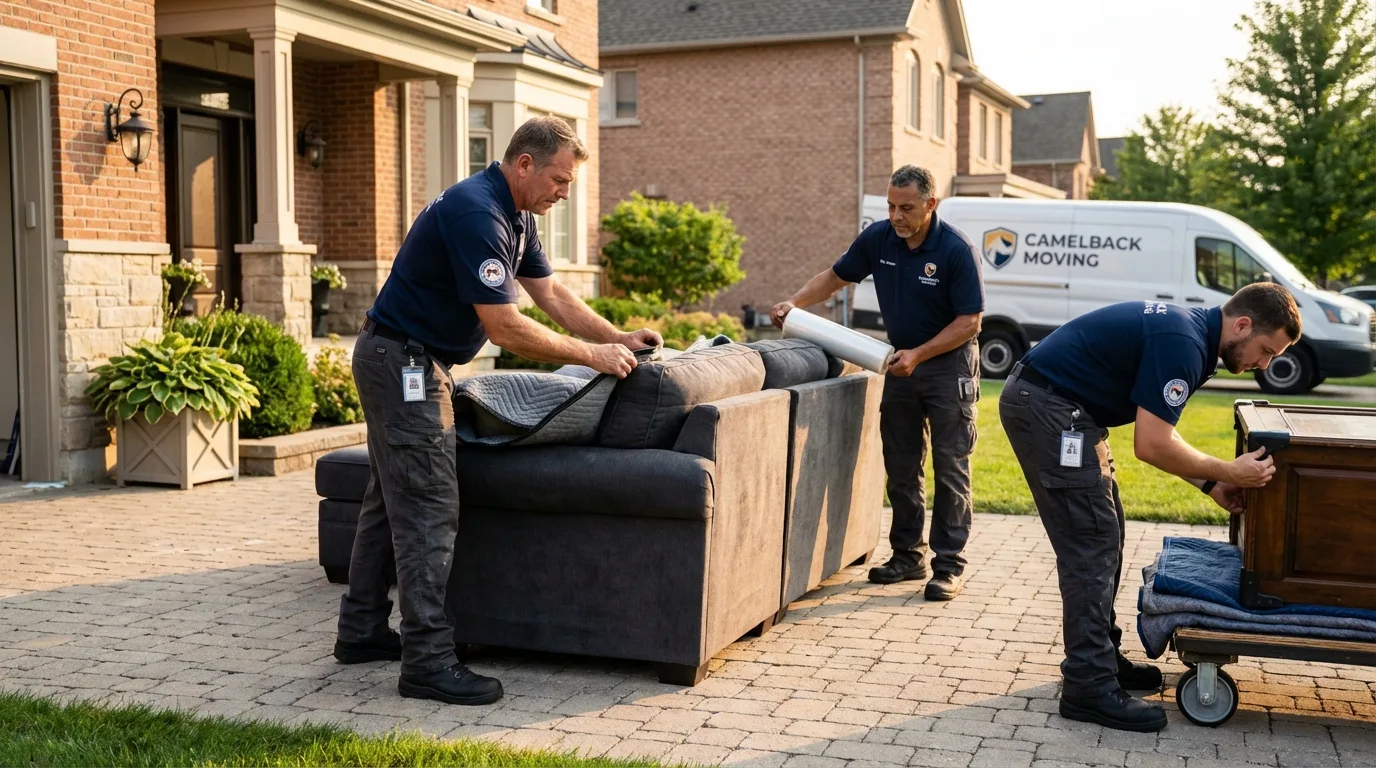 Large estate moving crew wrapping furniture in Mountain View, MO