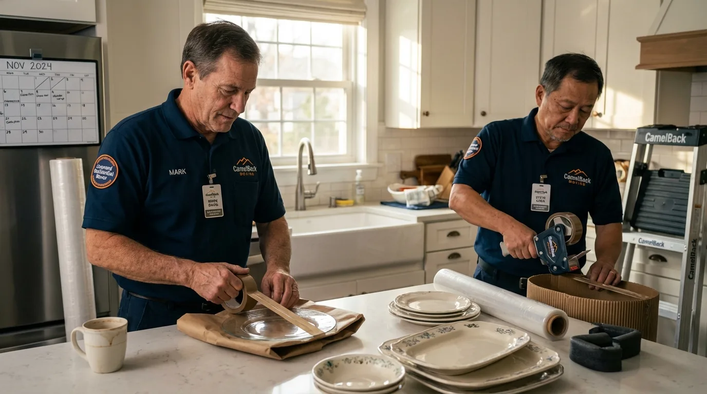 Professional crew packing kitchen dishware in Mountain View, MO
